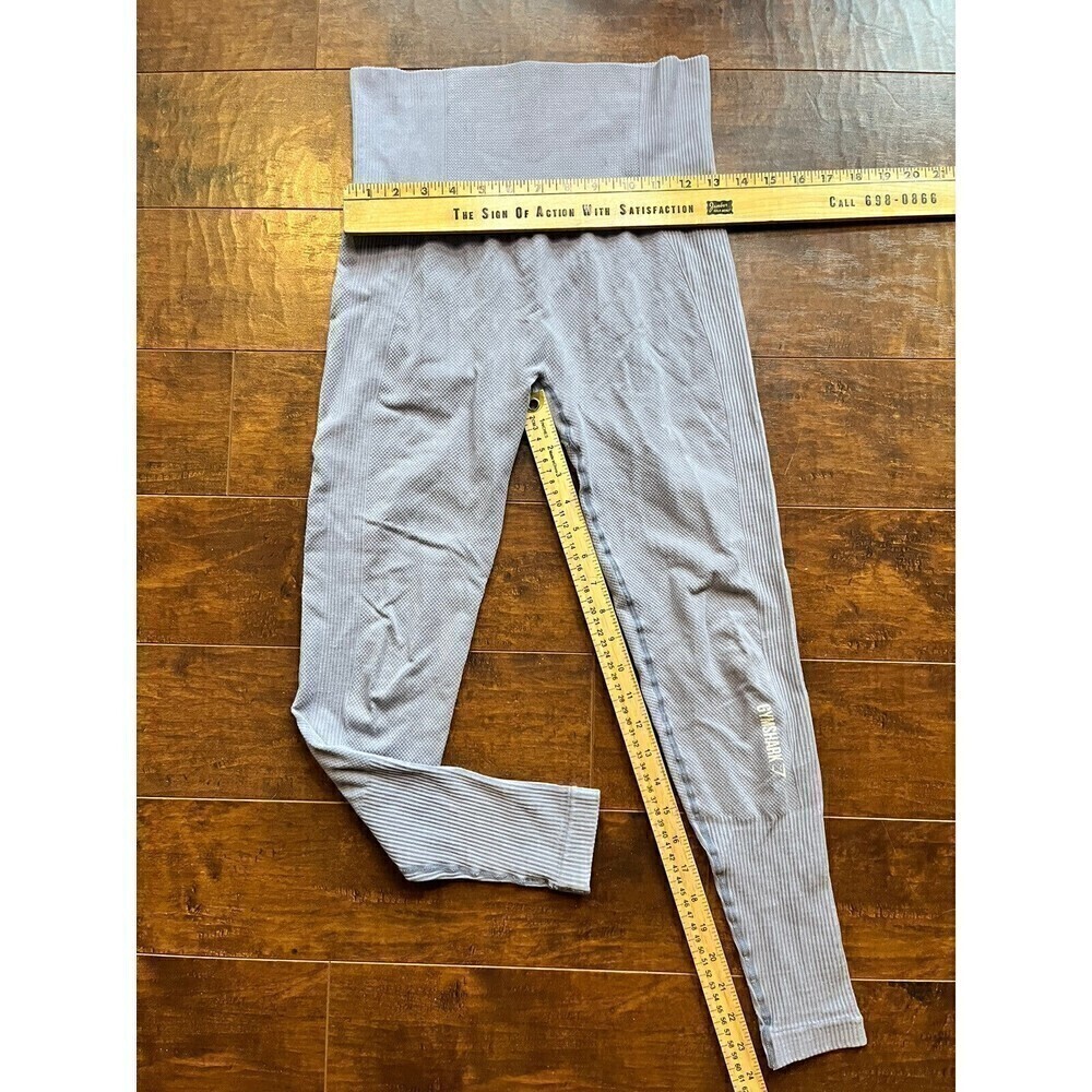 Gymshark Pull On Ribbed Work Out Active Pants Logo READ - Picture 2 of 5